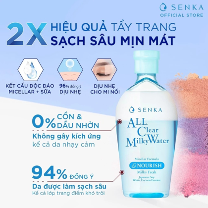 Nước tẩy trang Micellar All Clear Water Fresh Senka Nourish Màu Xanh Dương
