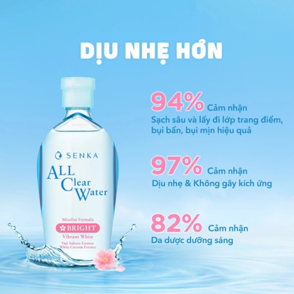 Nước Tẩy Trang Senka All Clear Micellar Bright Màu Hồng 230ml
