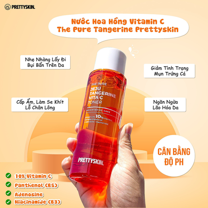 Nước Hoa Hồng Dưỡng Trắng Phục Hồi Da Pretty Skin The Pure Jeju Tangerine Vita C Toner