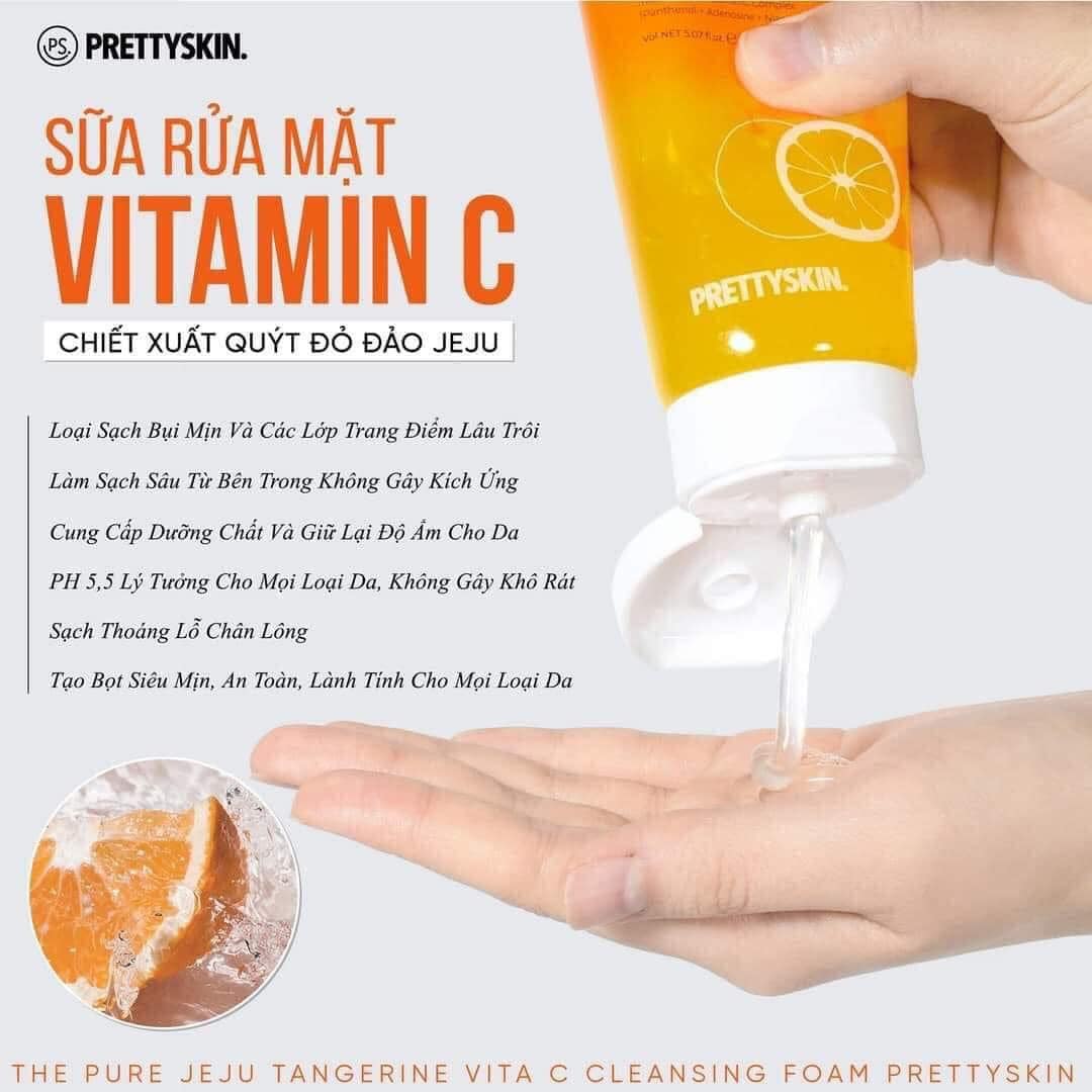 Sữa rửa mặt Pretty Skin Jeju Tangerine Vita C Cleansing Foam