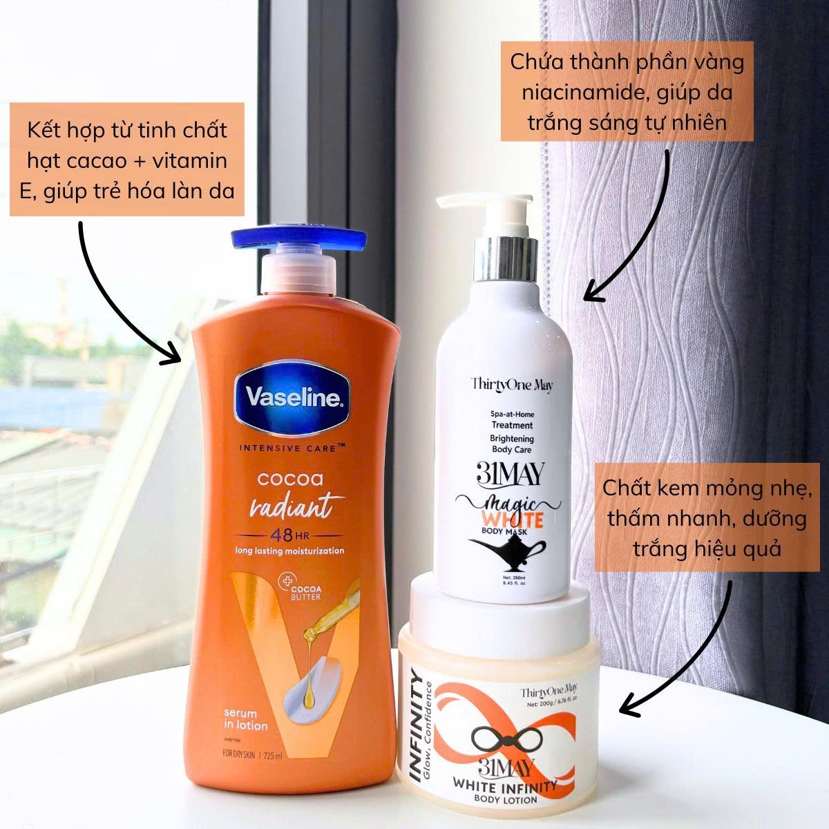 🔥 Bộ 3 Body Sáng Mịn "Cấp tốc" – 31MAY + Vaseline 🔥