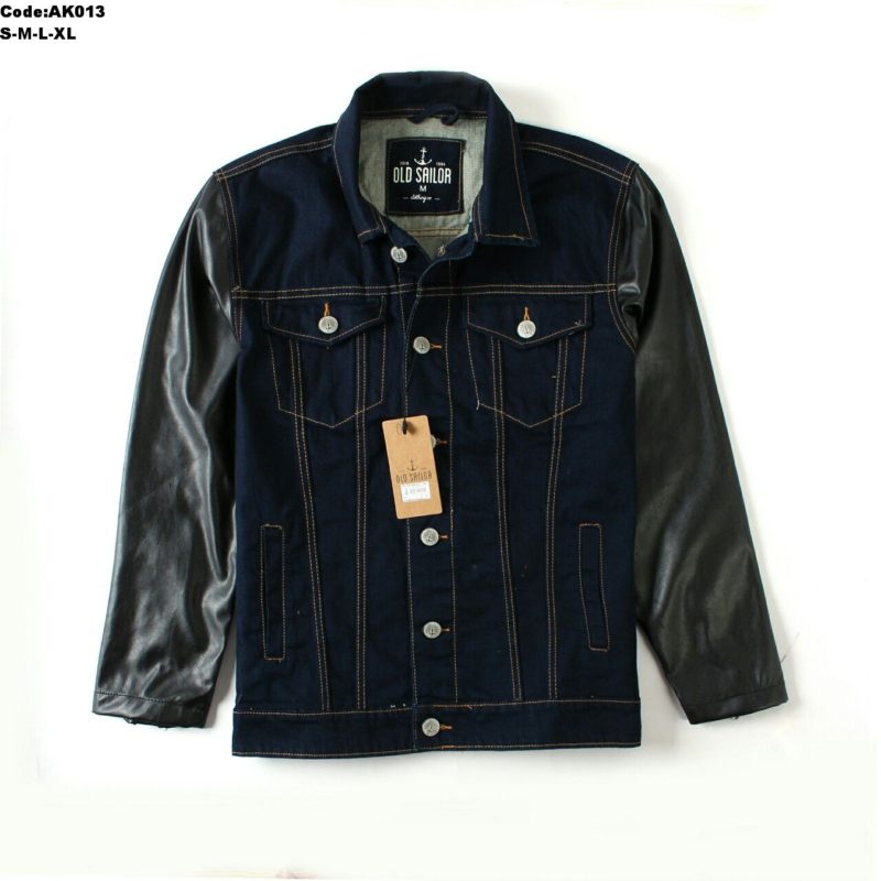 Áo khoác jeans nam phối tay da cao cấp