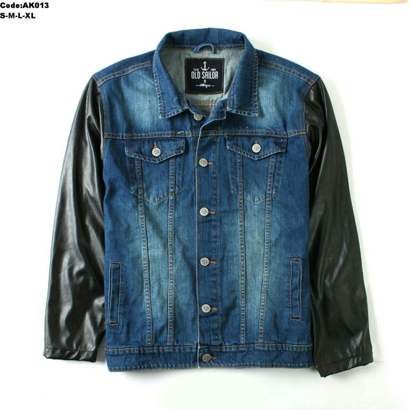 Áo khoác jeans nam phối tay da cao cấp