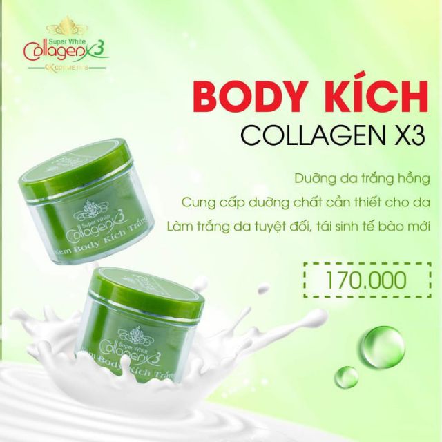 Kem Body Kích Trắng Collagen X3 Màu Xanh