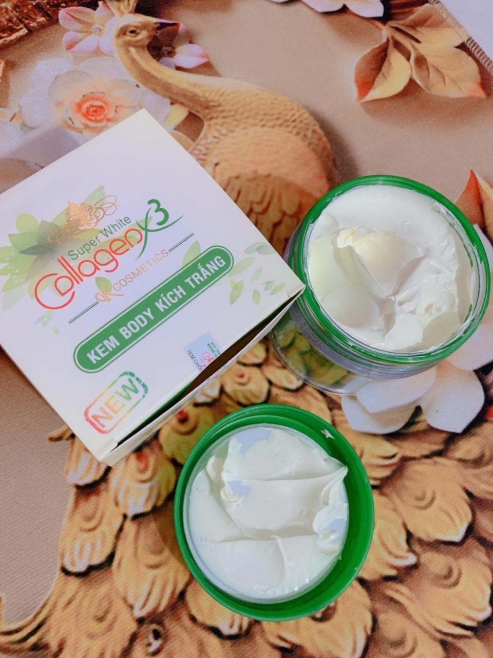 Kem Body Kích Trắng Collagen X3 Màu Xanh