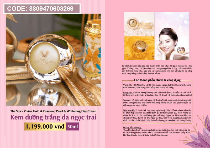 Kem Face dướng trắng da ngoc trai ban ngày The Story Vivian chính hãng