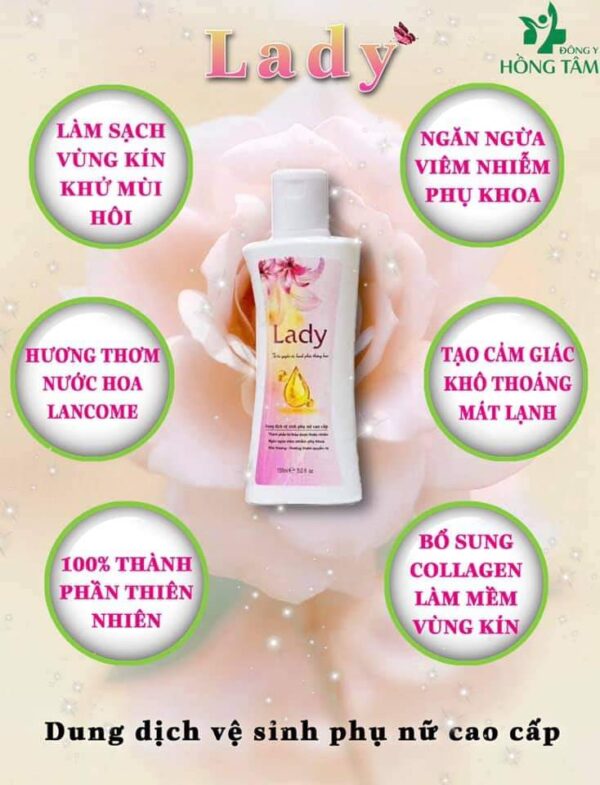 Dung dịch vệ sinh phụ nữ cao cấp Lady công ty Hồng Tâm chính hãng