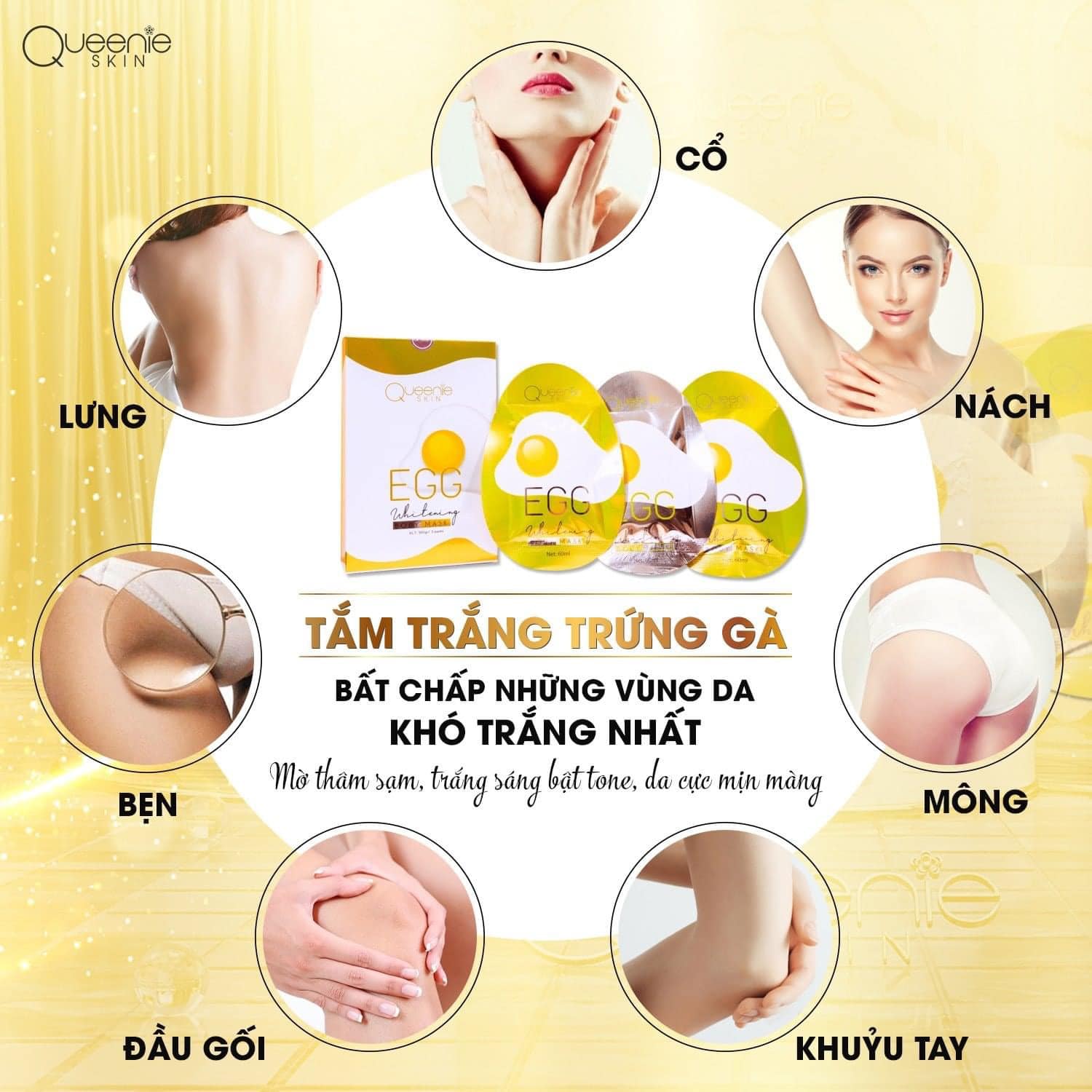 Combo Body trứng vàng kết hợp tắm trắng trứng vàng Queenie Skin