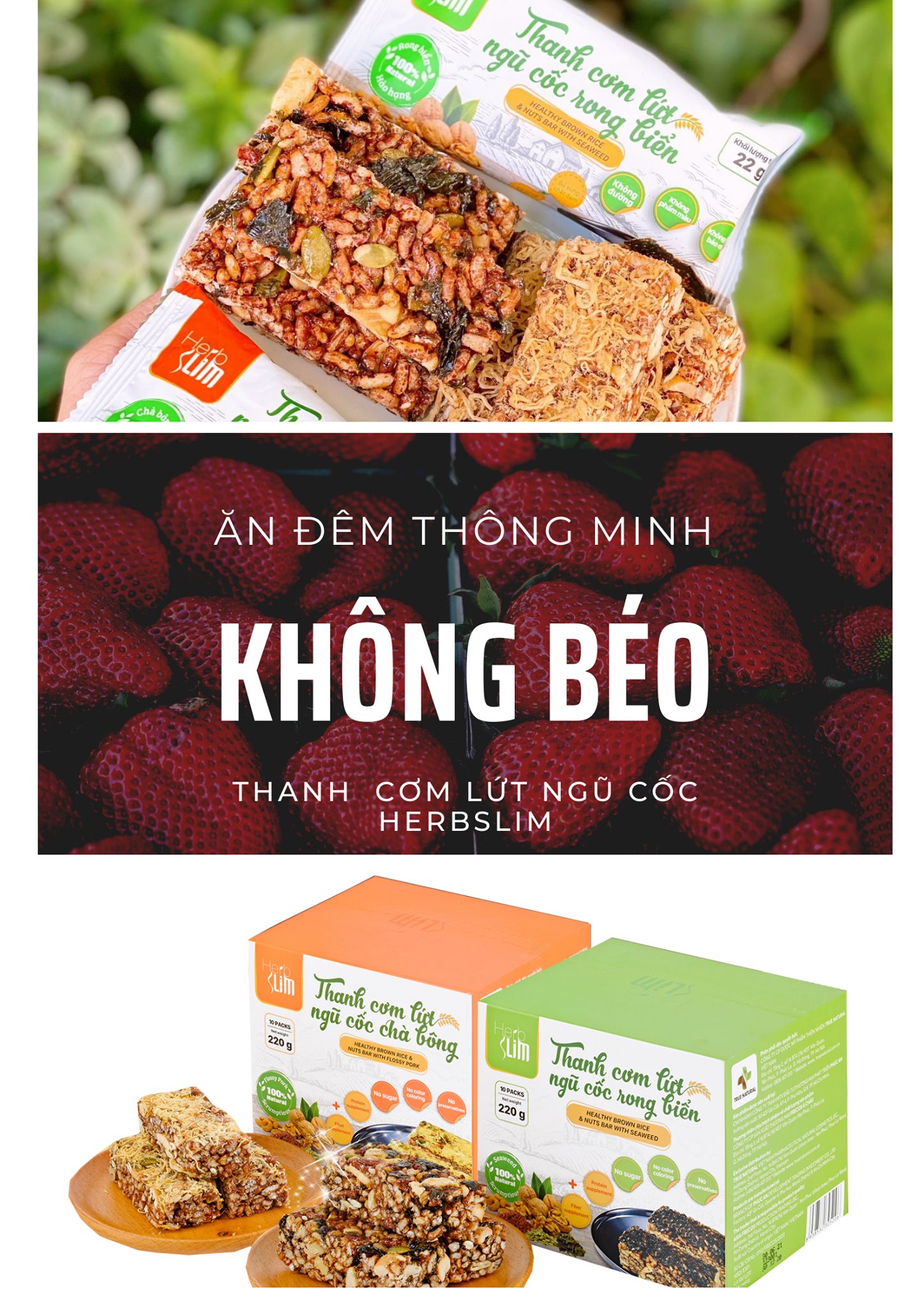 Ăn không " M Ậ P " với thanh gạo lứt ngũ cốc Herbslim