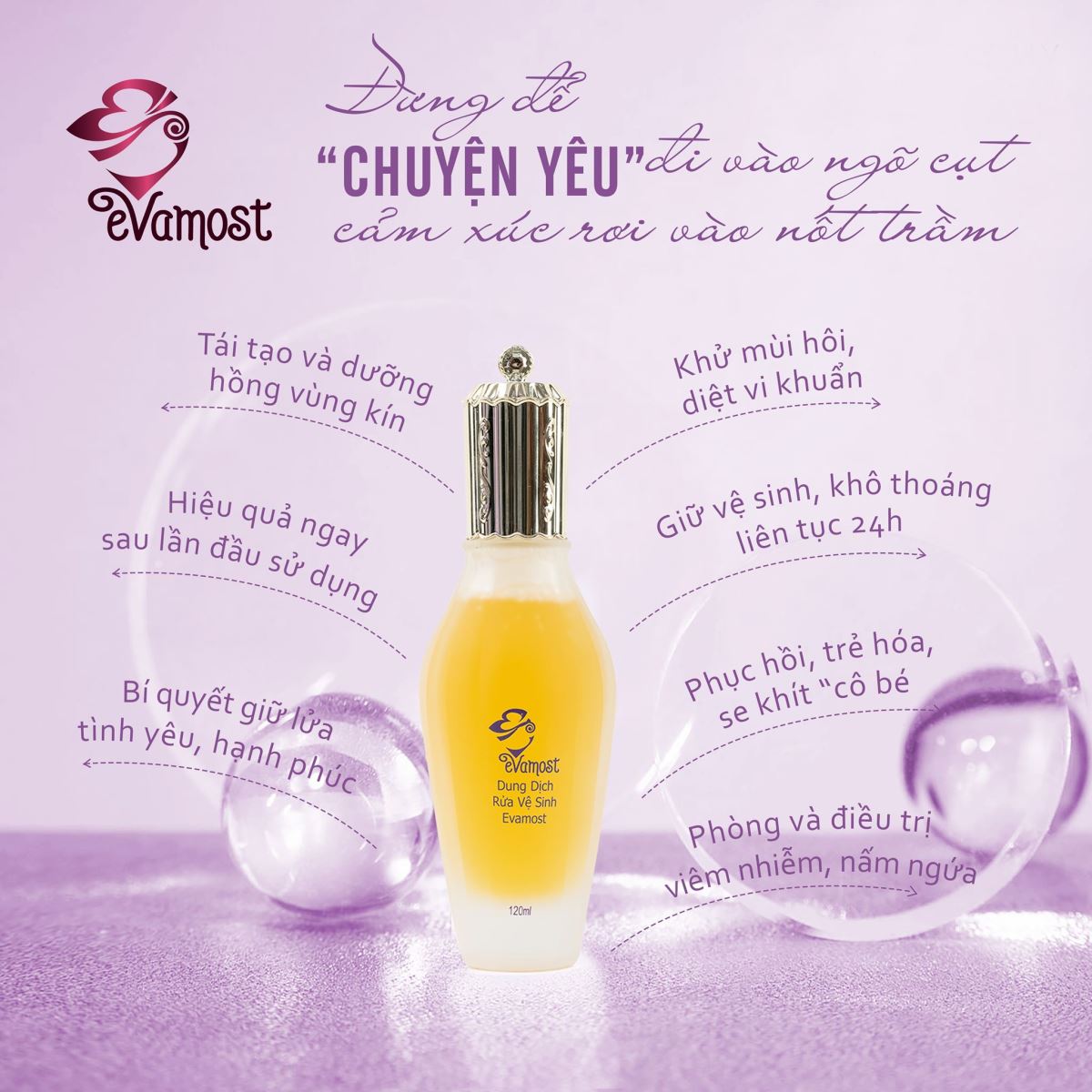 Dung dịch vệ sinh EVAMOST - bí quyết giữ chàng của nàng hiện đại