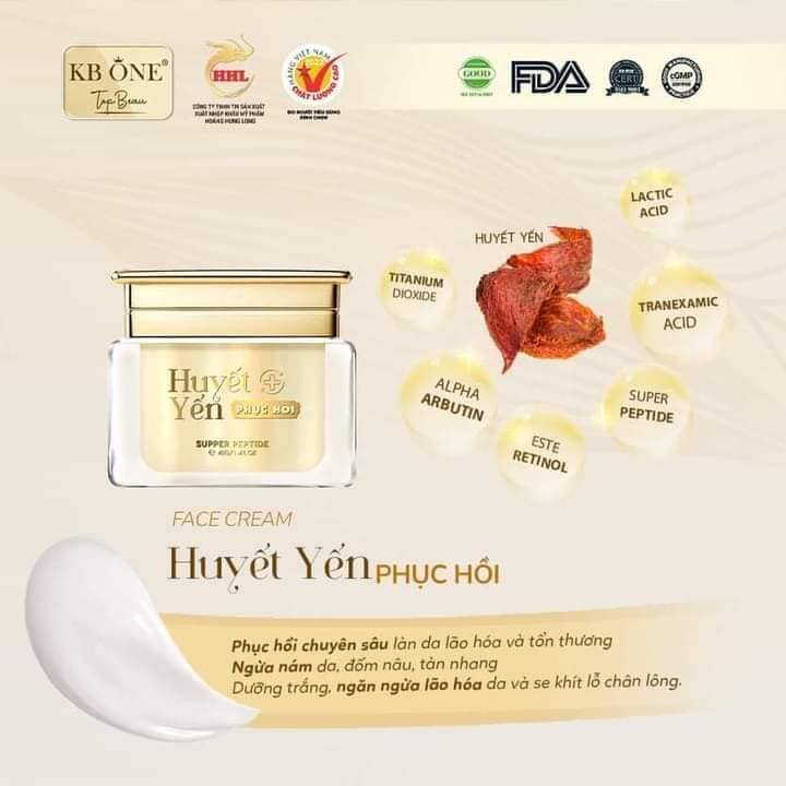 Kem Face Huyết Yến Phục Hồi Da Siêu Đỉnh Từ Nhà Kb One