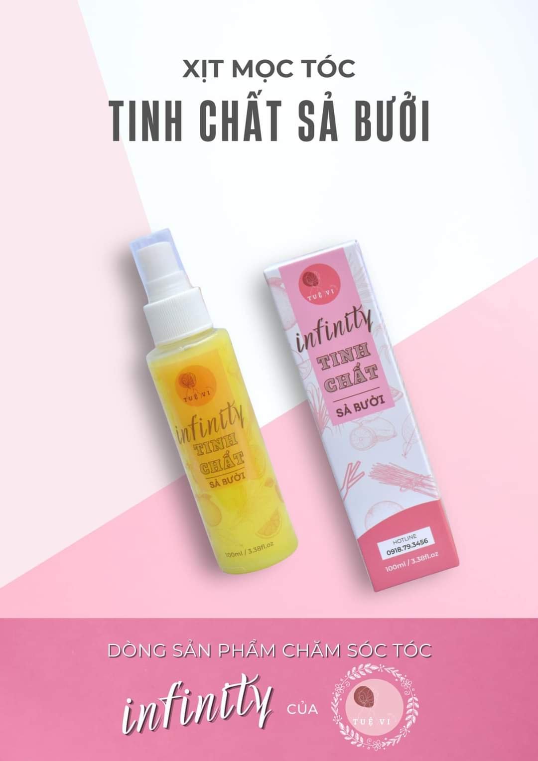 Tóc rụng và mỏng yên tâm đã có xịt bưởi kích mọc tóc Tuệ Vi INFINITY