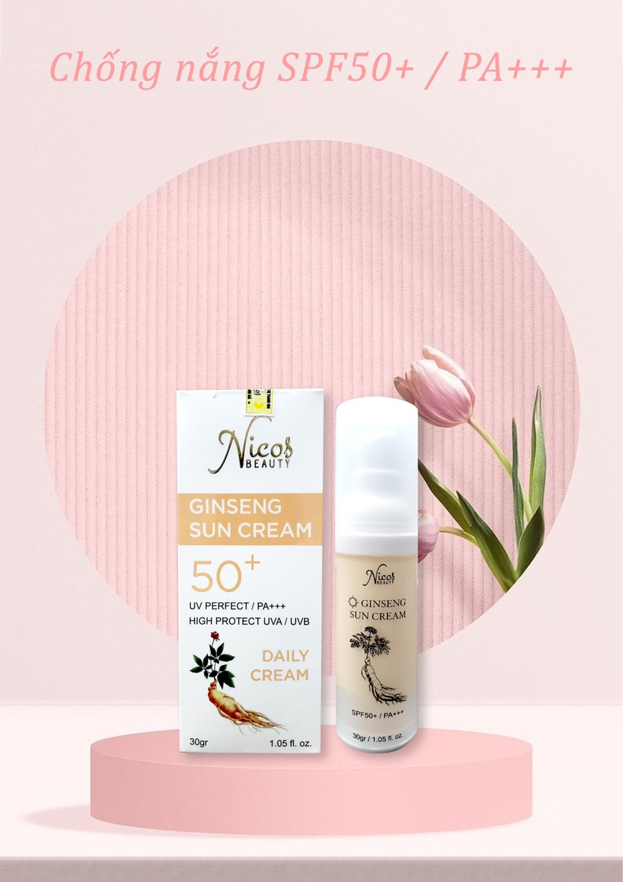 Sáng sớm vỗ nhẹ kem chống nắng rễ sâm NICOS lên da là hết bài