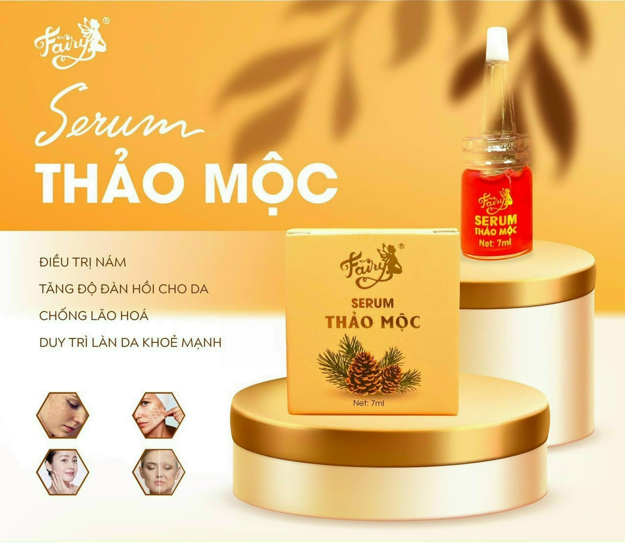 Serum Thảo Mộc Fairy Cosmetics mini 7ml dưỡng trắng căng bóng da
