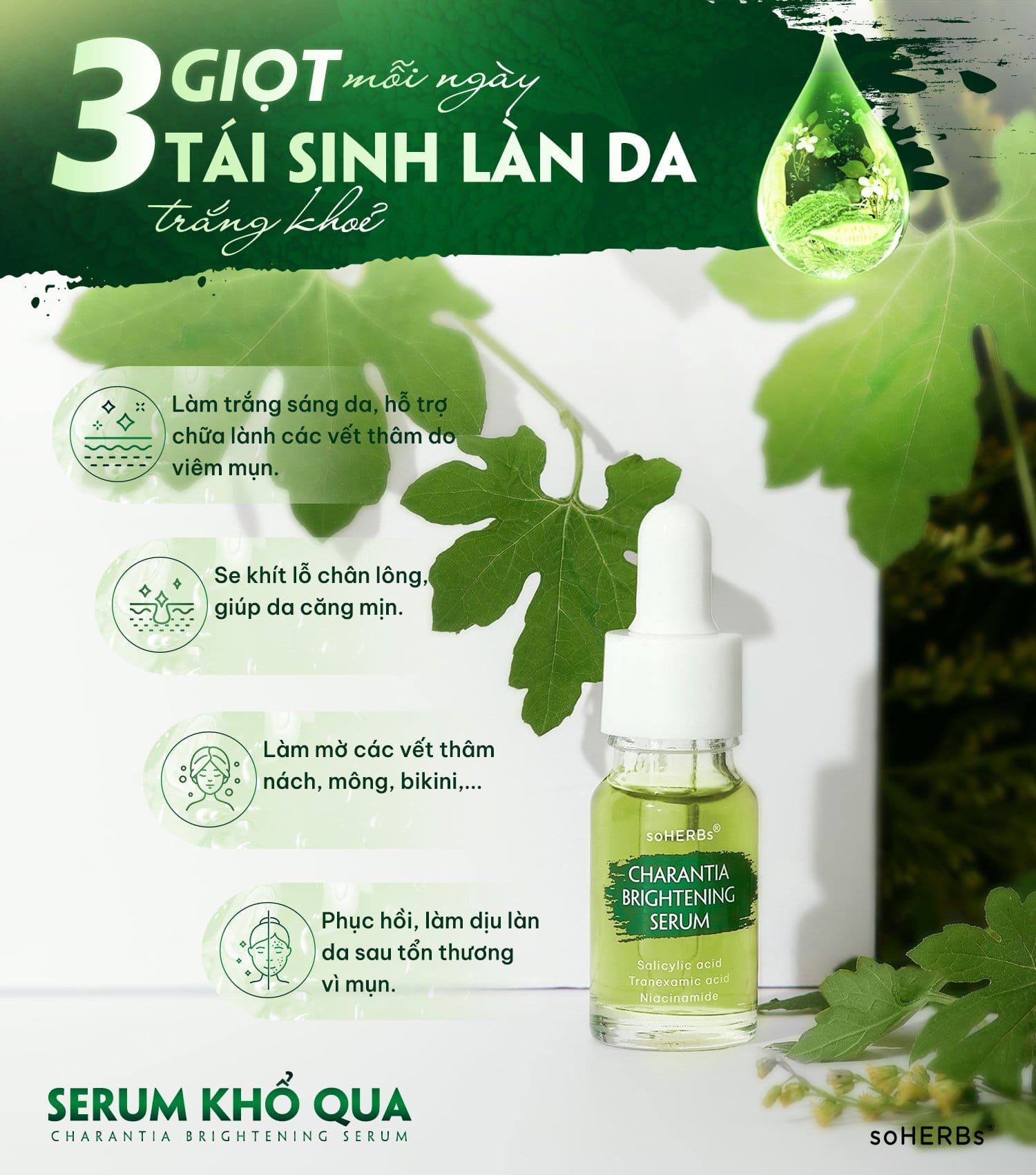 Serum Mờ Thâm Khổ qua dưỡng da sáng trắng mịn hồng hào