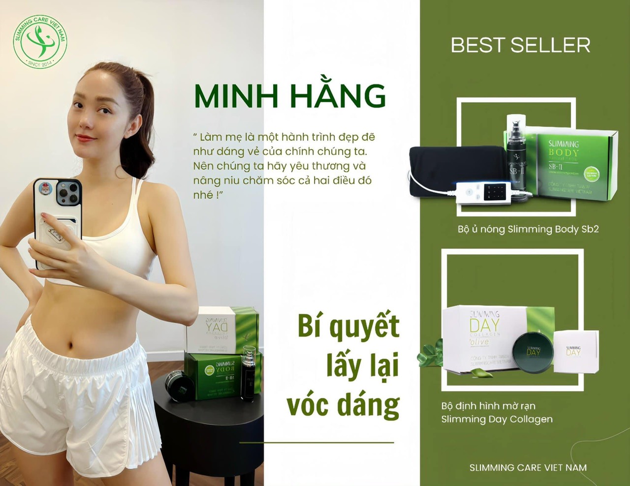 Ca sĩ diễn viên Minh Hằng cũng giao niềm tin cho  SlimmingCare và nhận về kết quả ngoài sức mong đợi chỉ sau sinh 2 tháng 7 ngày