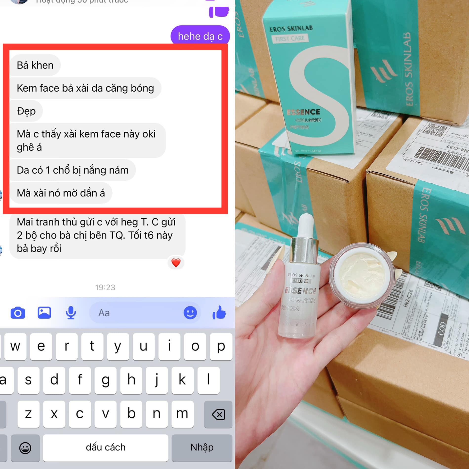 Combo thần thánh cho làn da kem face MNM và Serum Serum Tinh Chất Соlаɡеп Peptide Eros Skinlab