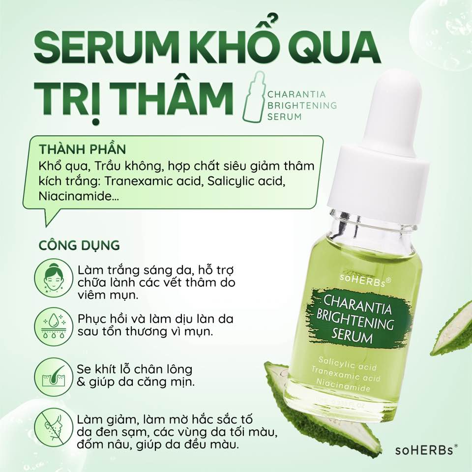 Serum Giảm Thâm Mụn Khổ Qua Soherbs Charantia Brightening Serum