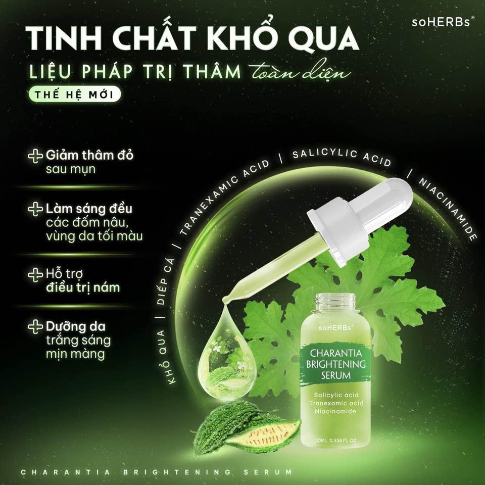 Serum Giảm Thâm Mụn Khổ Qua Soherbs Charantia Brightening Serum