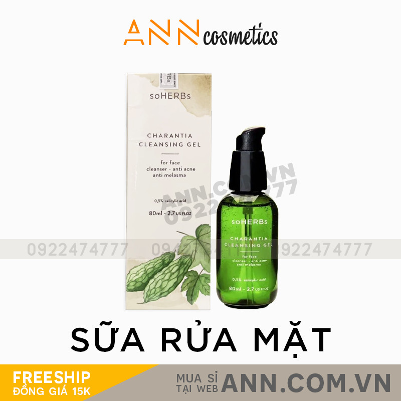 Sữa Rửa Mặt Khổ Qua Soherbs Charantia Cleansing Gel sạc sâu nuôi dưỡng da khoẻ mạnh