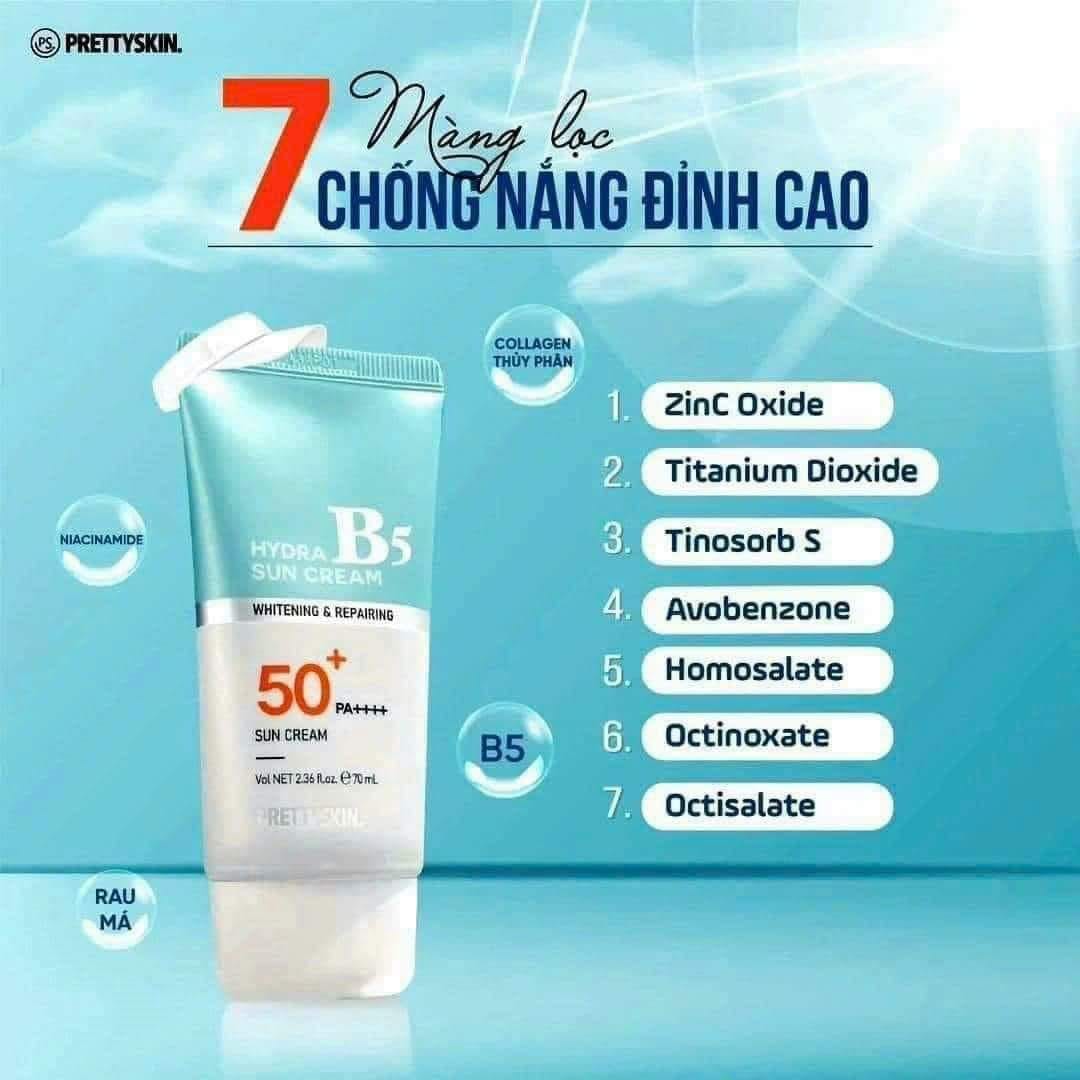 Kem Chống Nắng B5 PrettySkin dành riêng cho da nhạy cảm không gây dị ứng không chứa hương liệu