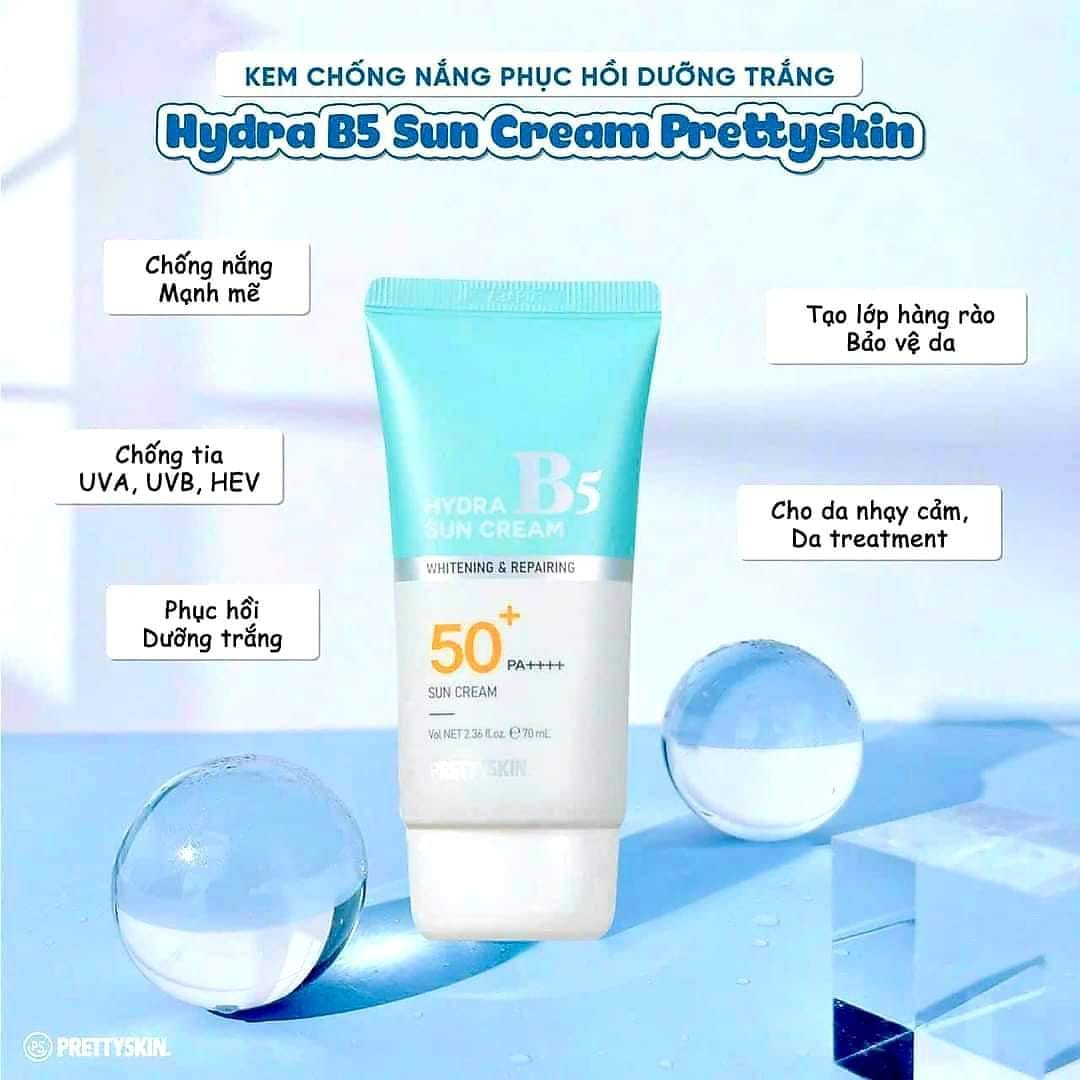 Kem Chống Nắng B5 PrettySkin dành riêng cho da nhạy cảm không gây dị ứng không chứa hương liệu