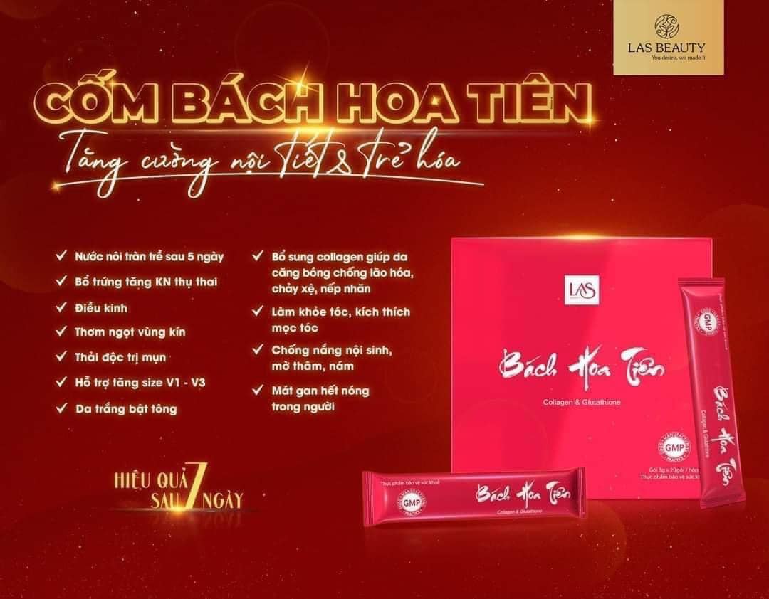 Chỉ cần ngày 2 gói cốm nội tiết Bách Hoa Tiên Sẽ giúp bạn tăng size vòng 1 sau 1 liệu trình mờ nám giảm mụn