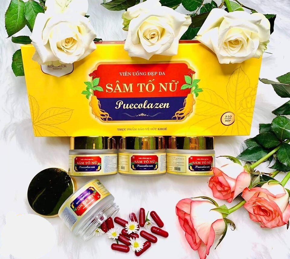 Viên Uống Sâm Tố Nữ Collagen Puecolazen phục hồi sắc xuân