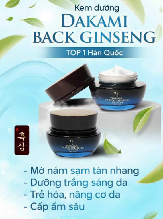 Kem nhân sâm đen  Dakami Black Ginseng là sản phẩm dưỡng da mới nhất của thương hiệu Dakami Cosmetic