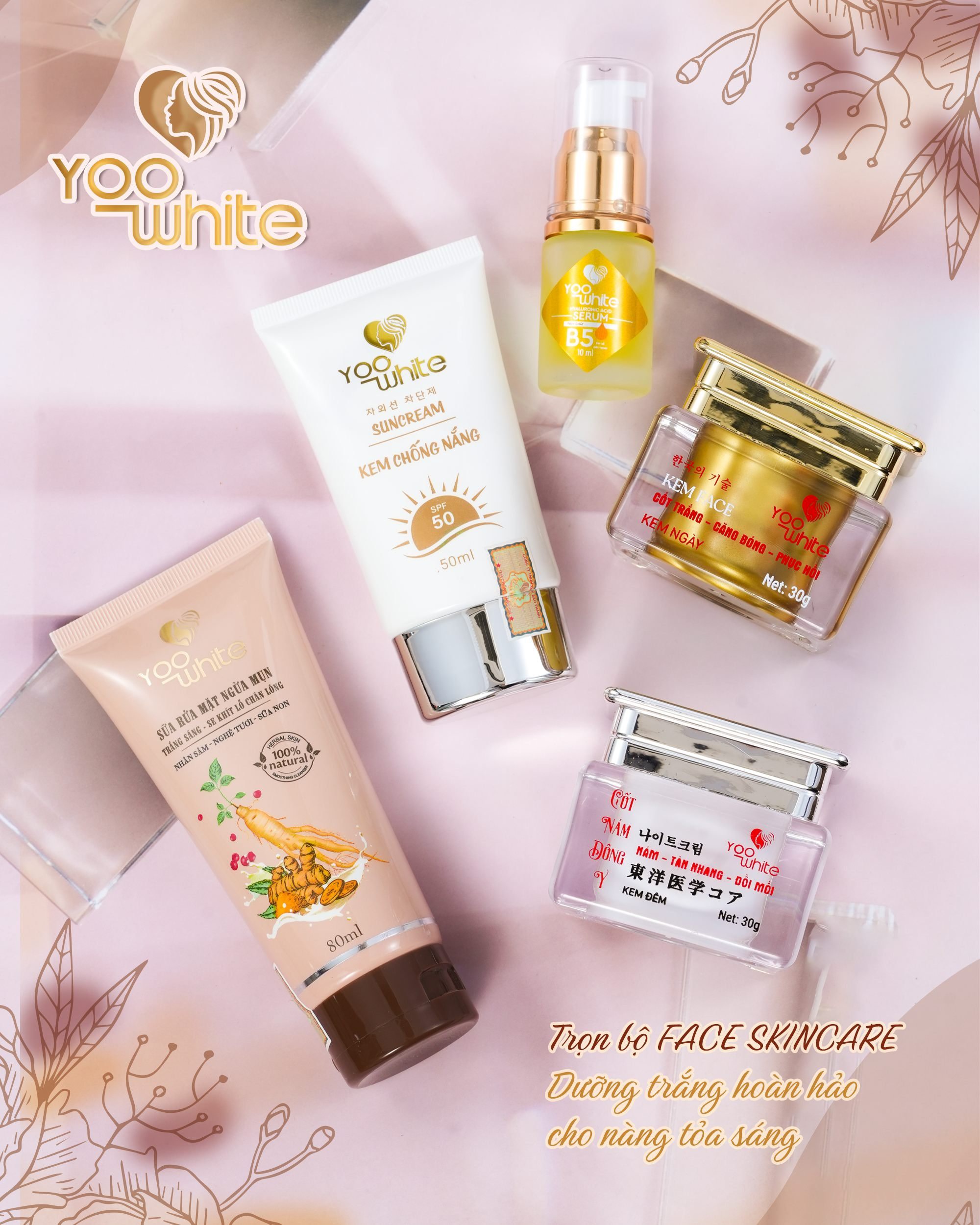 Bộ 4 dưỡng trắng da  mờ nám siêu hiệu quả từ nhà Yoo White