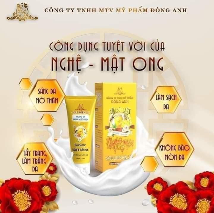 Sữa rửa mặt Collagen X3 Nghệ Và Mật Ong Làm Sạch Lớp Tẩy Trang Và Toner Hiệu Quả