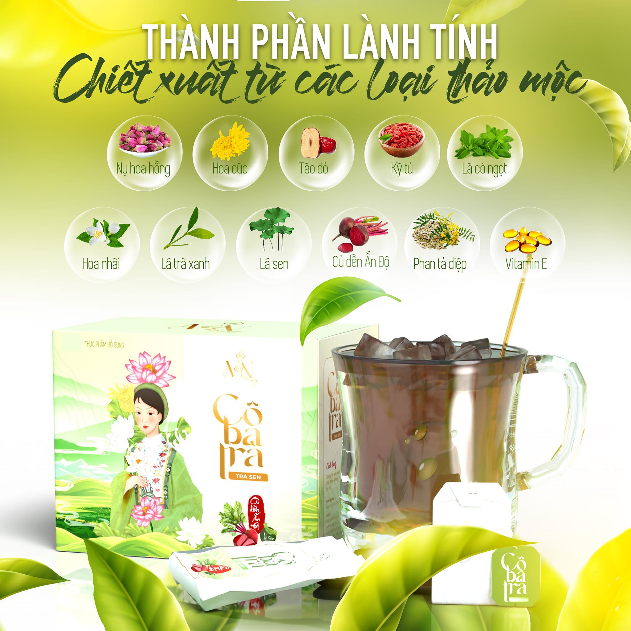 Cô Ba Trà 10 vị đông y  giảm mỡ bụng mỡ máu gan nhiễm mỡ