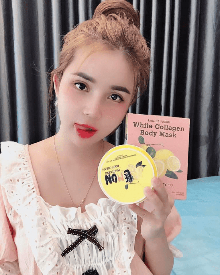 Kem body Lemon tự tan - có hạt vitamin kích trắng