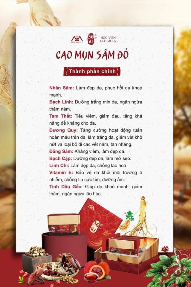 Cao mụn sâm đỏ - Chất cao đắt đỏ từ 36 vị thuốc bắc